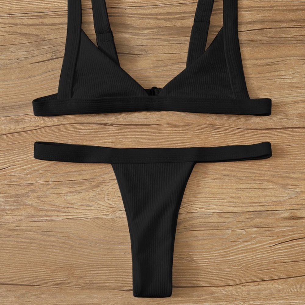 Black thong micro bikini
